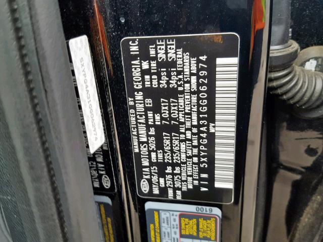 Photo 9 VIN: 5XYPG4A31GG062974 - KIA SORENTO LX 