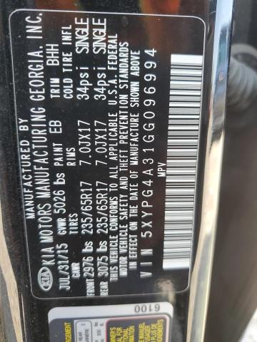 Photo 12 VIN: 5XYPG4A31GG096994 - KIA SORENTO LX 