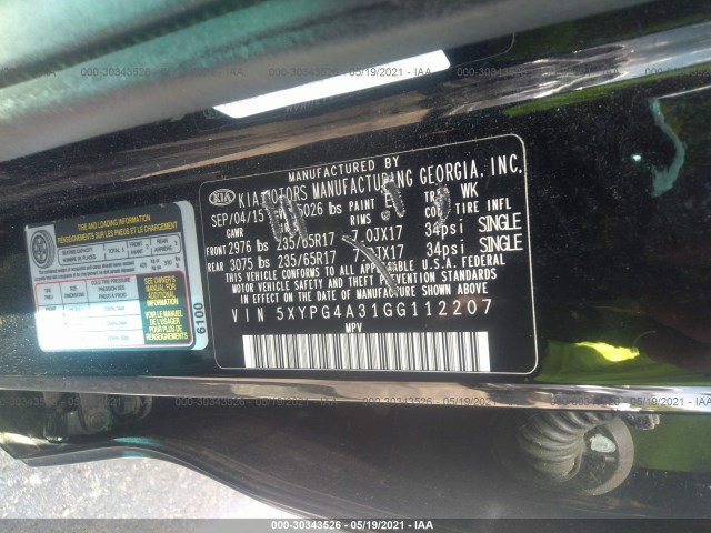 Photo 8 VIN: 5XYPG4A31GG112207 - KIA SORENTO 