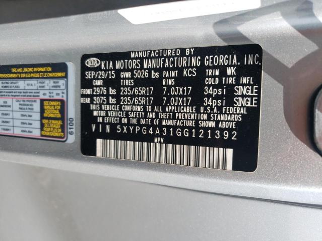 Photo 12 VIN: 5XYPG4A31GG121392 - KIA SORENTO LX 