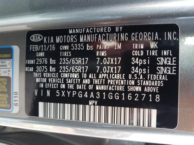 Photo 9 VIN: 5XYPG4A31GG162718 - KIA SORENTO LX 