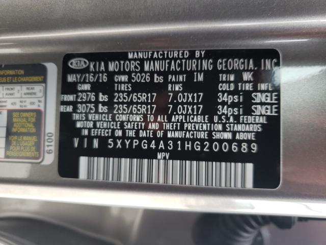 Photo 9 VIN: 5XYPG4A31HG200689 - KIA SORENTO LX 