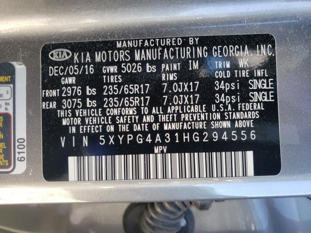 Photo 9 VIN: 5XYPG4A31HG294556 - KIA SORENTO LX 