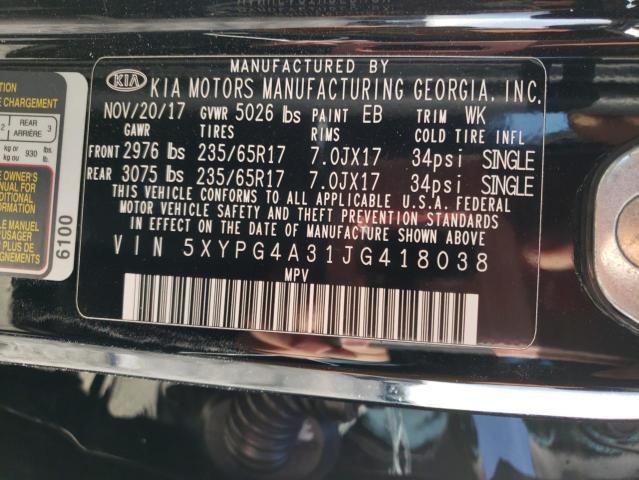 Photo 12 VIN: 5XYPG4A31JG418038 - KIA SORENTO LX 