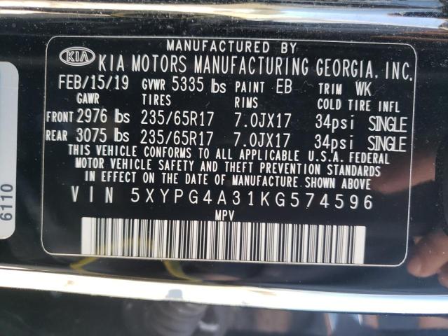 Photo 13 VIN: 5XYPG4A31KG574596 - KIA SORENTO 