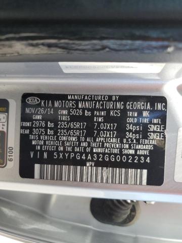 Photo 12 VIN: 5XYPG4A32GG002234 - KIA SORENTO LX 