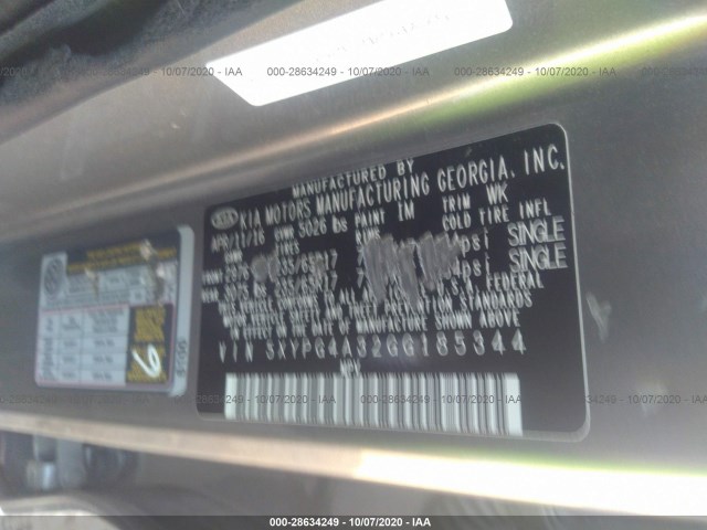 Photo 8 VIN: 5XYPG4A32GG185344 - KIA SORENTO 