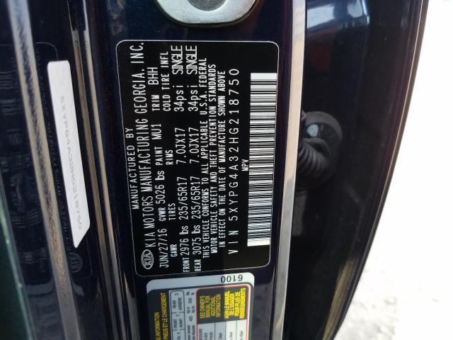 Photo 9 VIN: 5XYPG4A32HG218750 - KIA SORENTO LX 