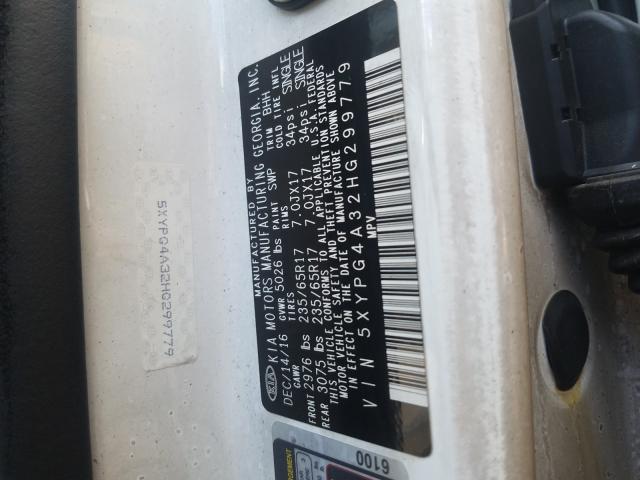 Photo 9 VIN: 5XYPG4A32HG299779 - KIA SORENTO LX 