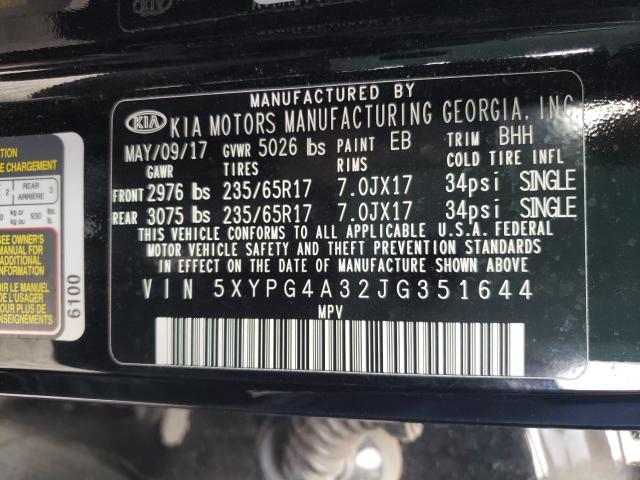 Photo 9 VIN: 5XYPG4A32JG351644 - KIA SORENTO LX 