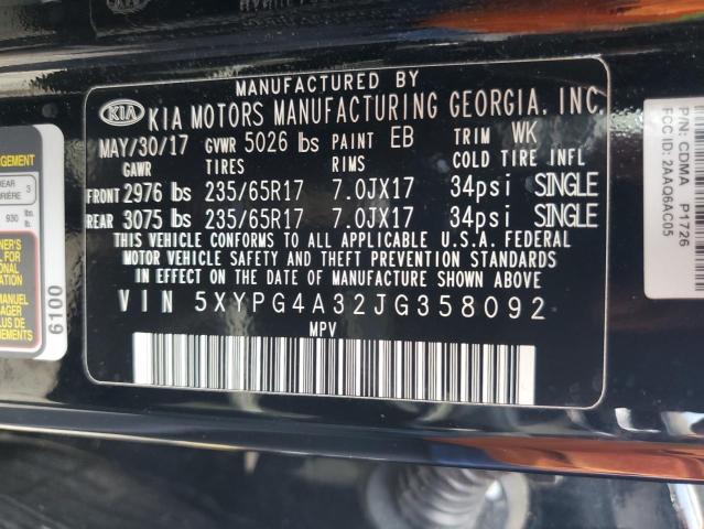 Photo 13 VIN: 5XYPG4A32JG358092 - KIA SORENTO LX 