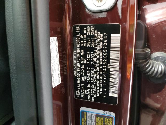 Photo 12 VIN: 5XYPG4A32KG570637 - KIA SORENTO 