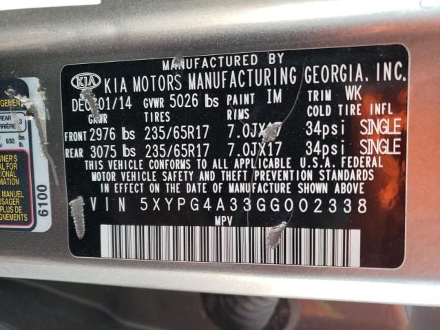 Photo 11 VIN: 5XYPG4A33GG002338 - KIA SORENTO LX 