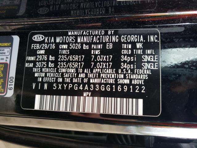 Photo 9 VIN: 5XYPG4A33GG169122 - KIA SORENTO LX 