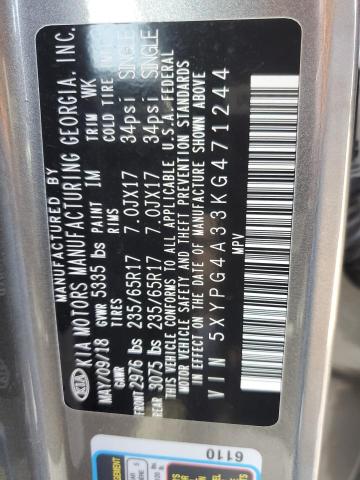 Photo 12 VIN: 5XYPG4A33KG471244 - KIA SORENTO 