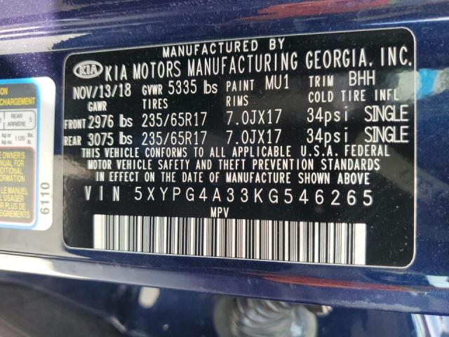 Photo 9 VIN: 5XYPG4A33KG546265 - KIA SORENTO L 