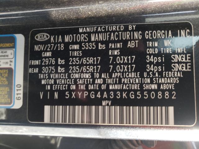 Photo 9 VIN: 5XYPG4A33KG550882 - KIA SORENTO L 