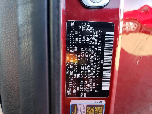 Photo 12 VIN: 5XYPG4A33LG670747 - KIA SORENTO 