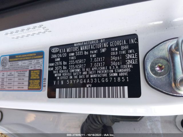 Photo 8 VIN: 5XYPG4A33LG671851 - KIA SORENTO 