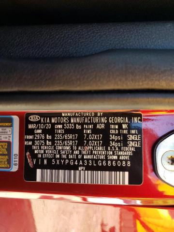 Photo 9 VIN: 5XYPG4A33LG686088 - KIA SORENTO L 