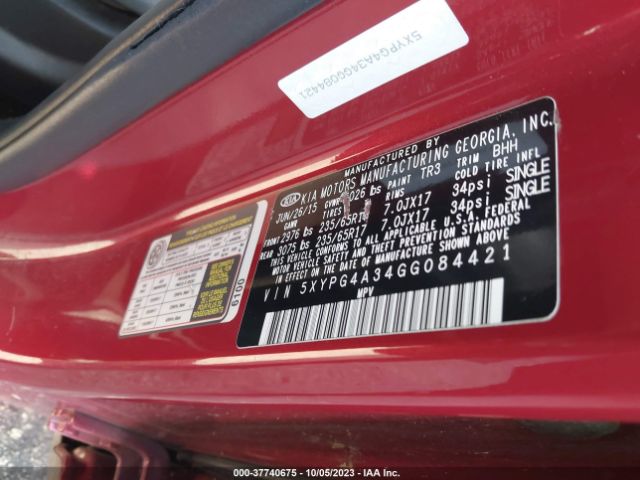 Photo 8 VIN: 5XYPG4A34GG084421 - KIA SORENTO 