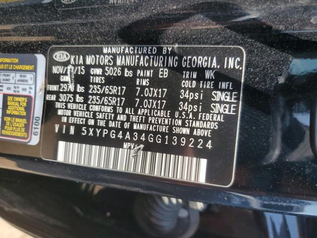 Photo 12 VIN: 5XYPG4A34GG139224 - KIA SORENTO LX 