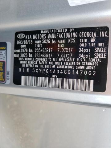 Photo 9 VIN: 5XYPG4A34GG147002 - KIA SORENTO LX 