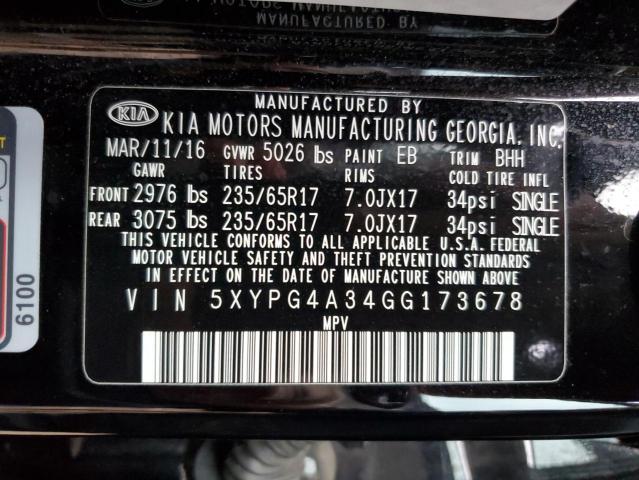 Photo 11 VIN: 5XYPG4A34GG173678 - KIA SORENTO 