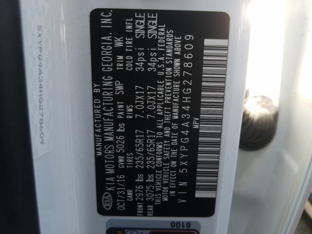 Photo 9 VIN: 5XYPG4A34HG278609 - KIA SORENTO 