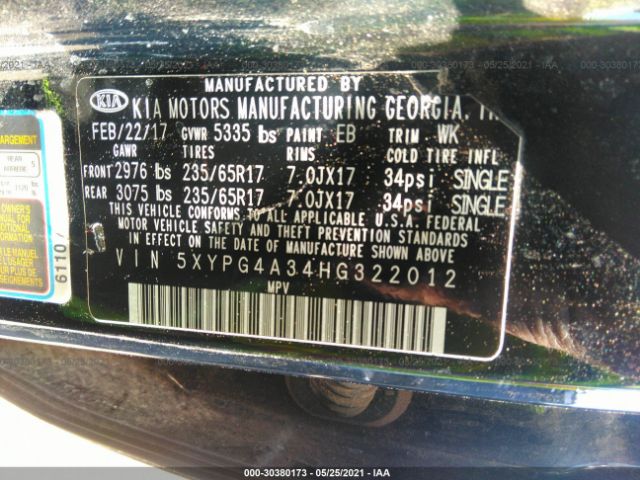 Photo 8 VIN: 5XYPG4A34HG322012 - KIA SORENTO 