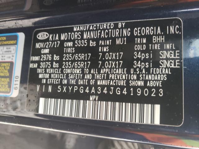 Photo 9 VIN: 5XYPG4A34JG419023 - KIA SORENTO 