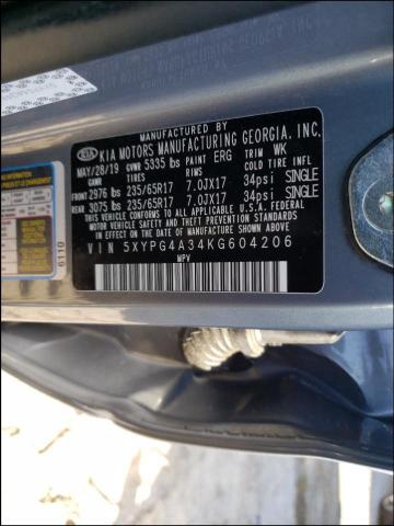 Photo 9 VIN: 5XYPG4A34KG604206 - KIA SORENTO L 