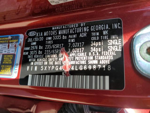 Photo 12 VIN: 5XYPG4A34LG698718 - KIA SORENTO 