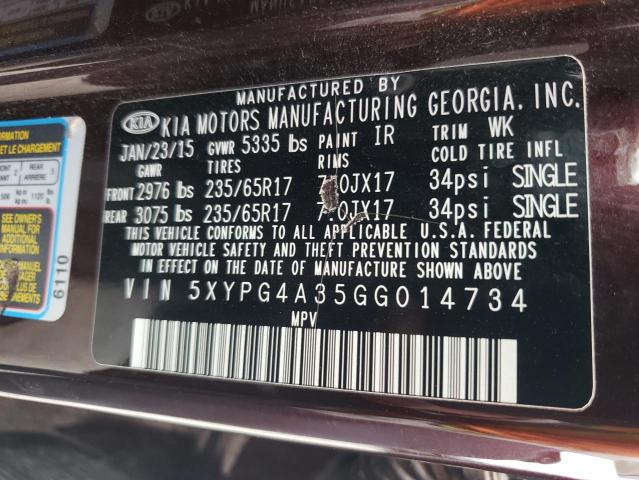 Photo 13 VIN: 5XYPG4A35GG014734 - KIA SORENTO LX 