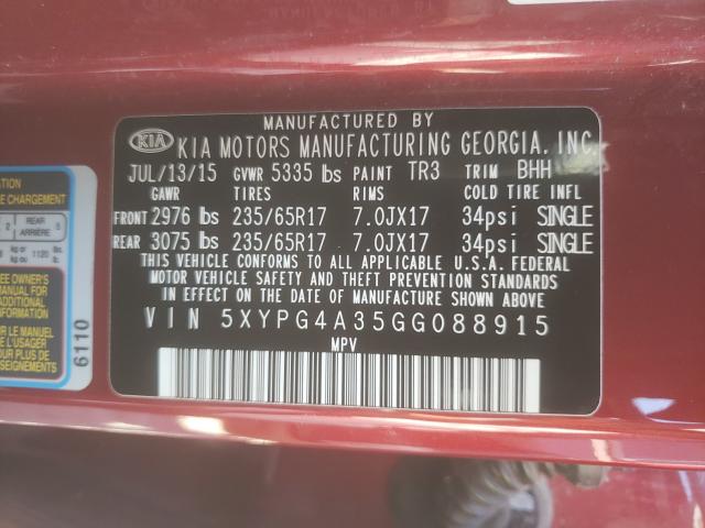 Photo 9 VIN: 5XYPG4A35GG088915 - KIA SORENTO 