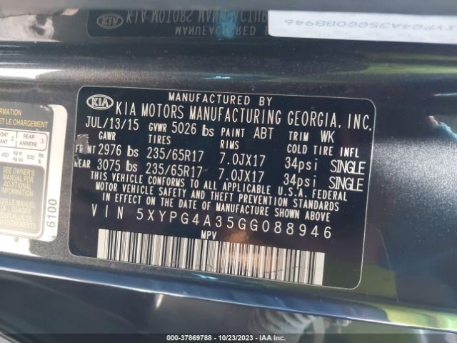 Photo 8 VIN: 5XYPG4A35GG088946 - KIA SORENTO 