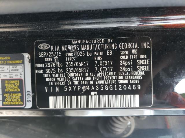 Photo 9 VIN: 5XYPG4A35GG120469 - KIA SORENTO LX 