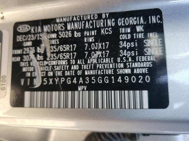 Photo 9 VIN: 5XYPG4A35GG149020 - KIA SORENTO LX 