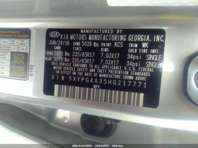 Photo 8 VIN: 5XYPG4A35HG217771 - KIA SORENTO 