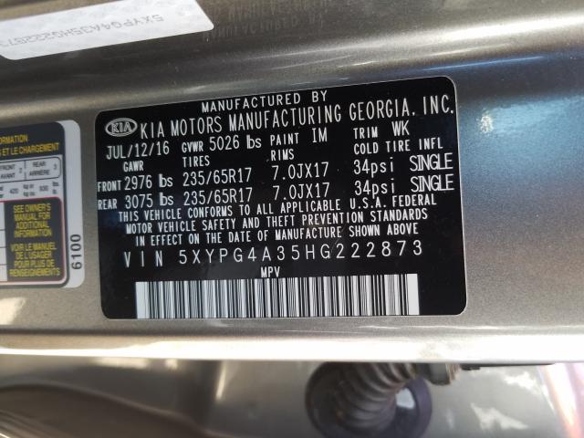 Photo 9 VIN: 5XYPG4A35HG222873 - KIA SORENTO LX 