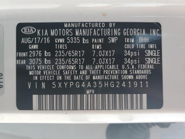 Photo 12 VIN: 5XYPG4A35HG241911 - KIA SORENTO 