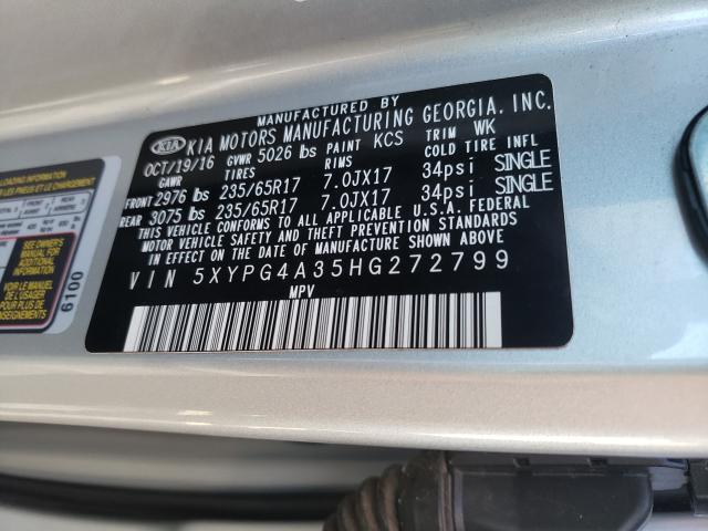 Photo 9 VIN: 5XYPG4A35HG272799 - KIA SORENTO 