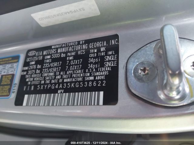 Photo 8 VIN: 5XYPG4A35KG538622 - KIA SORENTO 