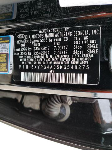 Photo 9 VIN: 5XYPG4A35KG548275 - KIA SORENTO L 