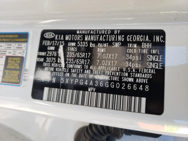 Photo 9 VIN: 5XYPG4A36GG026648 - KIA SORENTO LX 