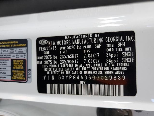 Photo 11 VIN: 5XYPG4A36GG029839 - KIA SORENTO 