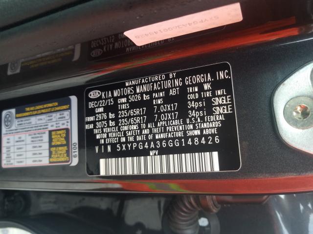 Photo 9 VIN: 5XYPG4A36GG148426 - KIA SORENTO LX 