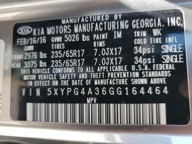 Photo 12 VIN: 5XYPG4A36GG164464 - KIA SORENTO 