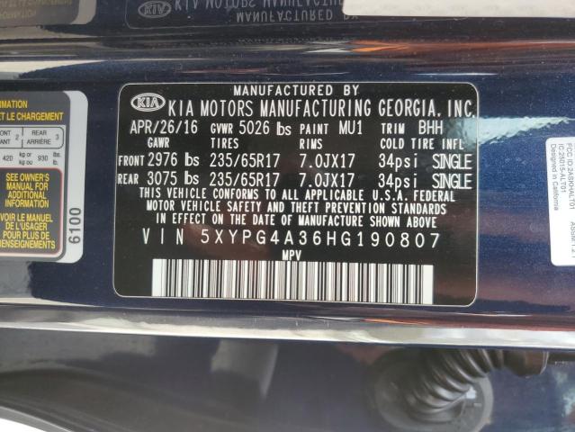 Photo 12 VIN: 5XYPG4A36HG190807 - KIA SORENTO LX 