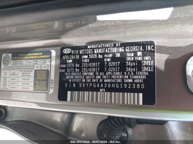 Photo 8 VIN: 5XYPG4A36HG192380 - KIA SORENTO 